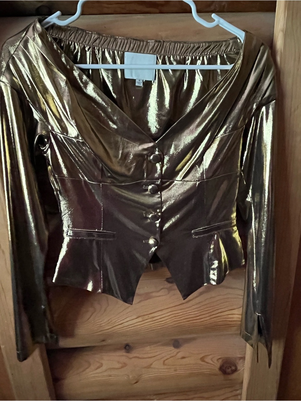Metallic Gold Button-Front Women's top